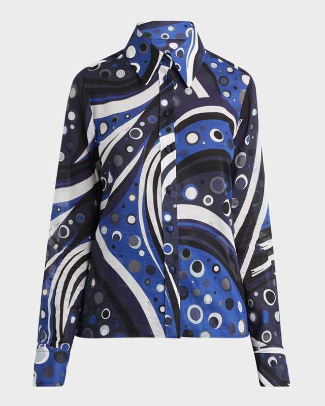 Printed Long-Sleeve Button-Down Shirt